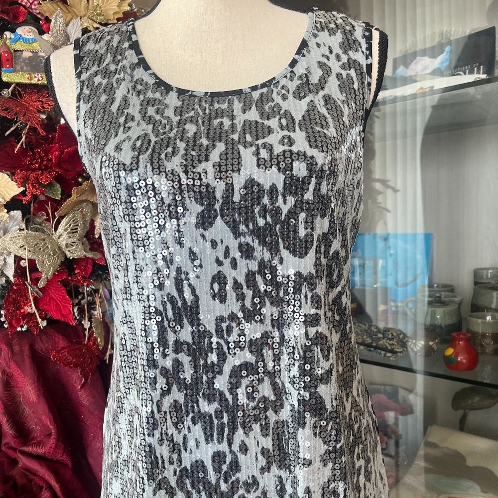 Joan Rivers Animal Print Tank With Clear Sequins - image 1